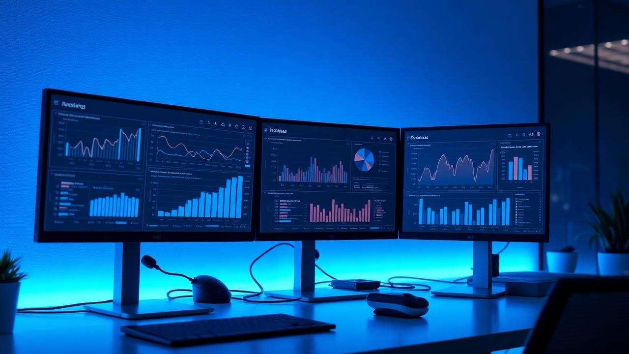 Analytics dashboard on multiple monitors